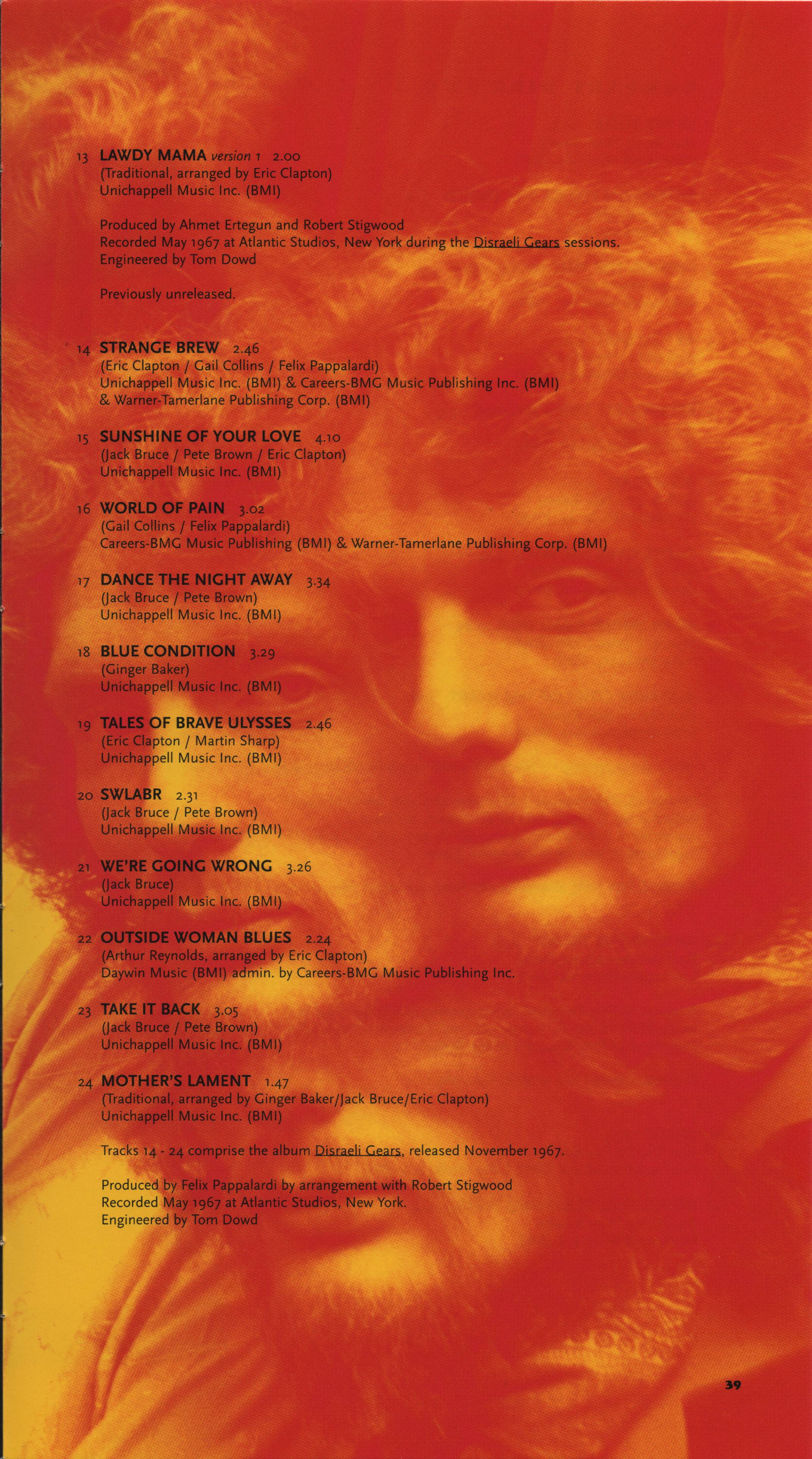 Cream Those Were the Days : Booklet 39